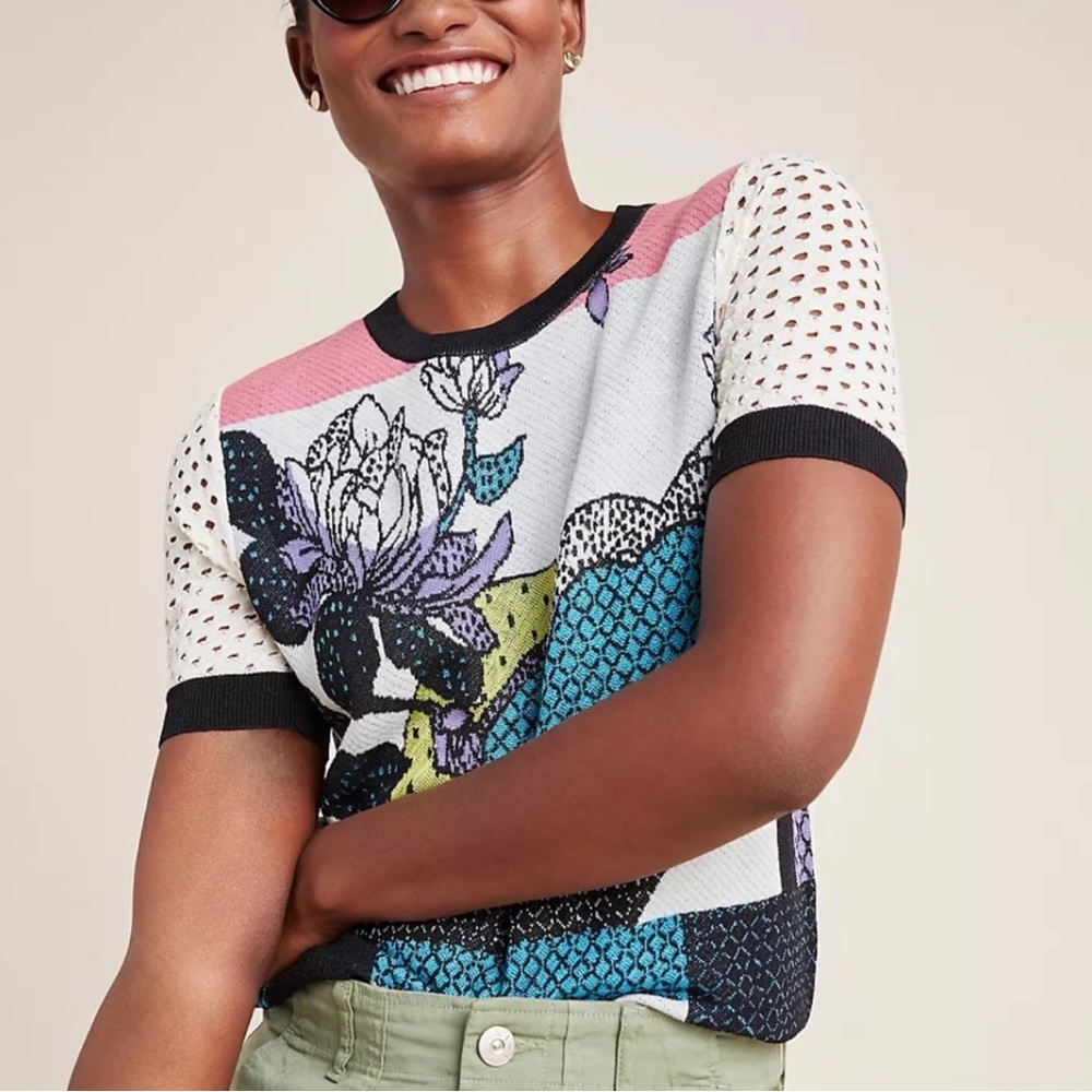 Anthropologie Aldomartins Floral Print Sweater / M